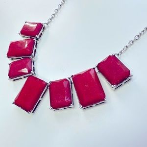 Pink glitter, stone statement, necklace